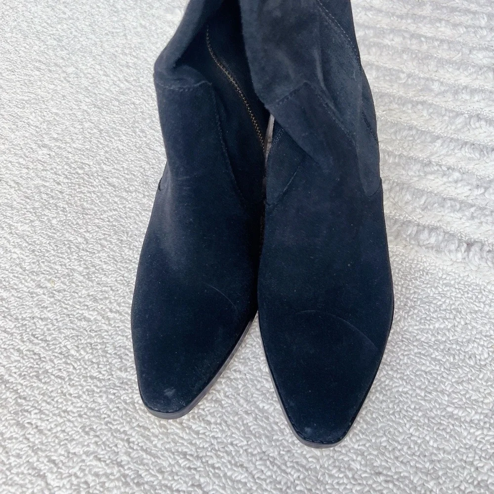 Michael Kors Harlow OTK Over The Knee Boots Black Suede Cuban Heel Side Zip US 8